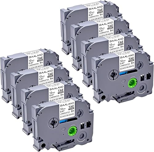 Miniatura 1 de Paquete de 8 cintas TZe TZ de 0.47 pulgadas laminadas blancas de repuesto para TZe-231 TZe231 Brother P Touch Label Maker de 0.47 pulgadas