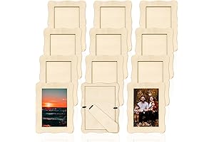12 Pack Unfinished Wood Picture Frames 7.5 x 5.5 Inch Wave Shape DIY Photo Craft