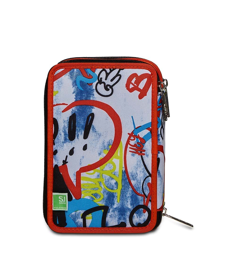 SJ Gang Trousse Scolaire 3 Fermetures éclair – Drift Boy, Bleu – Trousse à 3 Compartiments pour Enfant, Porte-Stylo Scolaire avec Stylets, Crayons et Couleurs, Accessoires Scolaires, Accessoires