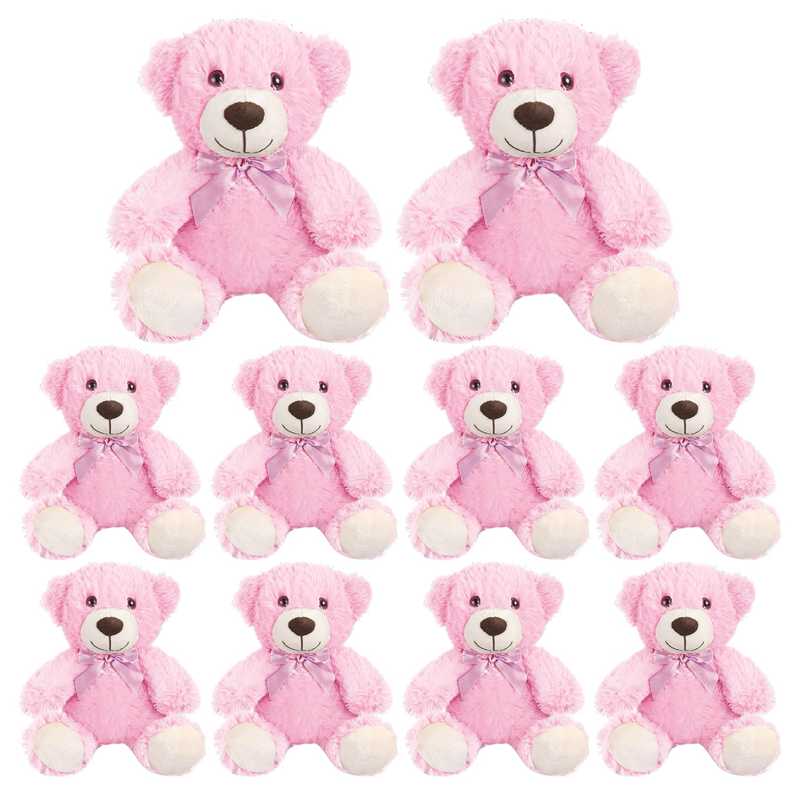 OGMBI 10 Pack Soft Pink Teddy Bears Bulk, 35 cm Cute Bear Plush Toys for Kid, Teddy Bear Stuffed Animals with Bow for Valentine's Day Gift Birthday Baby Shower Wedding Christmas Party Favors