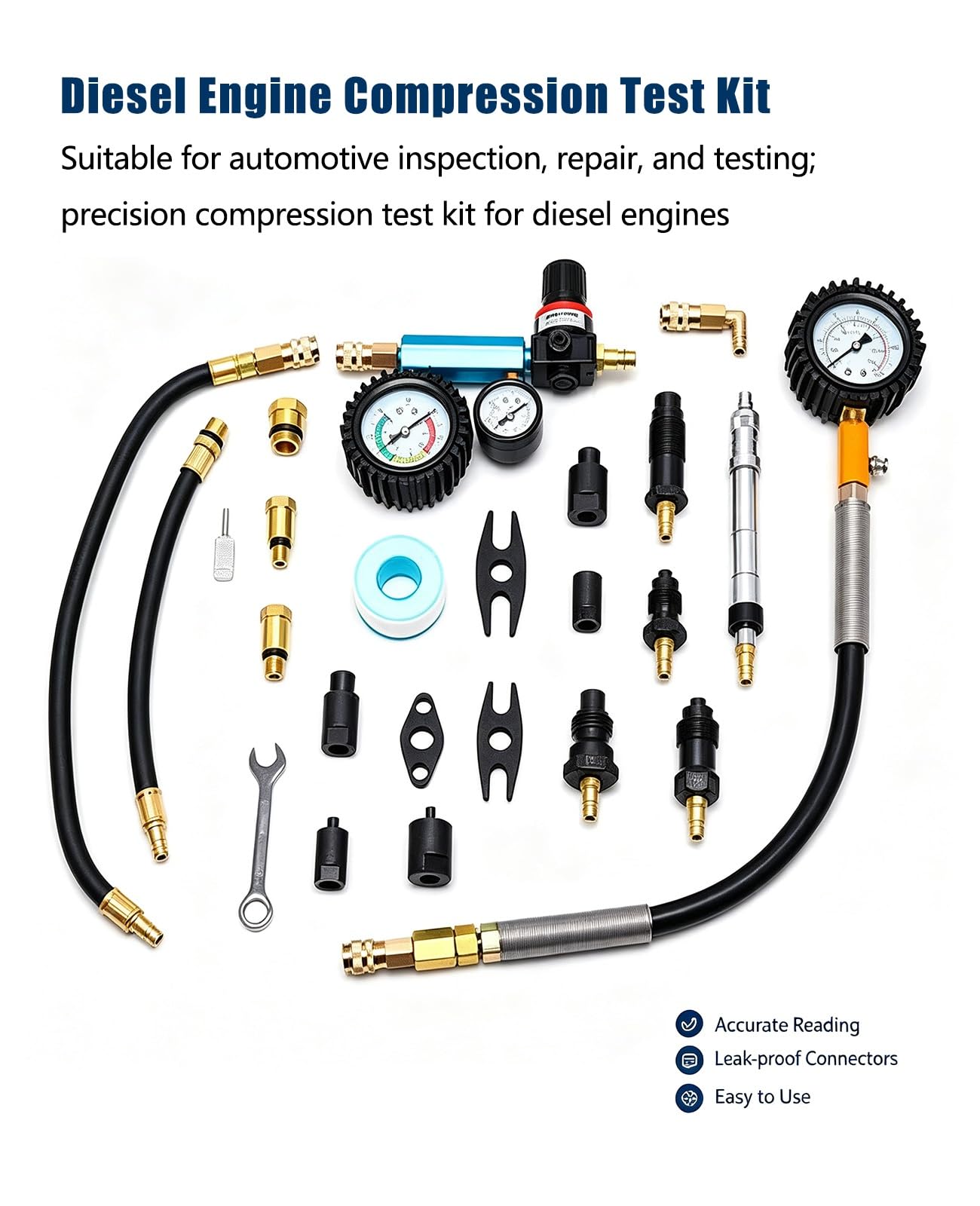 Tester di Compressione Motori Benzina E Diesel, 46PCS Perdita di Pressione | Tester di compressione, Testers Motore per Motori Diesel e Benzina Auto