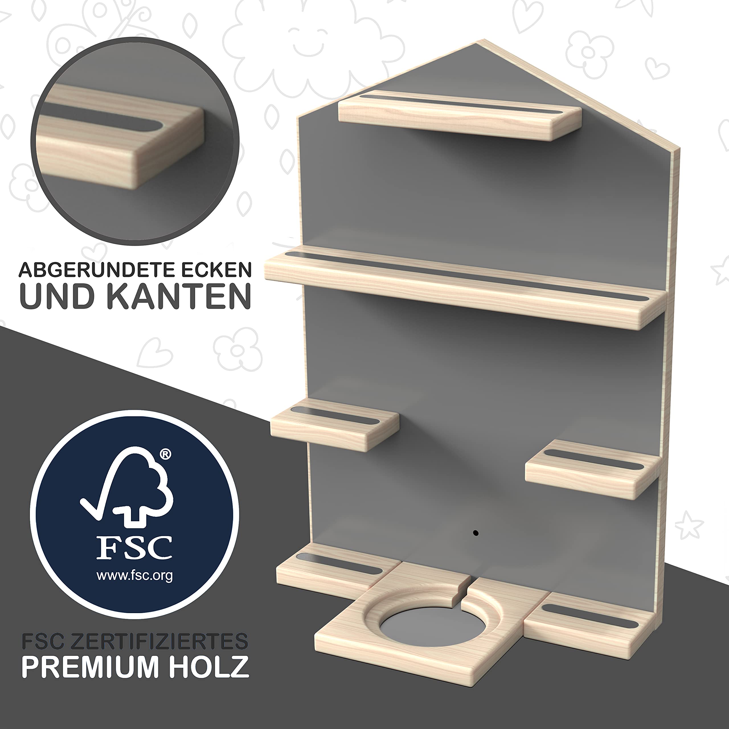 Little Moonshine Regal Original Wandregal Kompatibel mit Toniebox und 32 Figuren Praktische Tonie-Aufbewahrung mit Magnetischem Design - Ideal für Kinderzimmer und Wanddeko