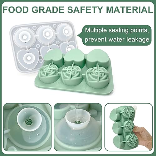 Miniatura 3 de Bandejas de silicona para cubitos de hielo, moldes de silicona 3D en forma de rosa y corazón, para hacer bolas de hielo, bandeja de hielo para