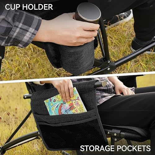 Miniatura 9 de Mecedora de gran tamaño con calefacción para campamento, mecedora plegable con calefacción y respaldo alto para exteriores, mecedora resistente para