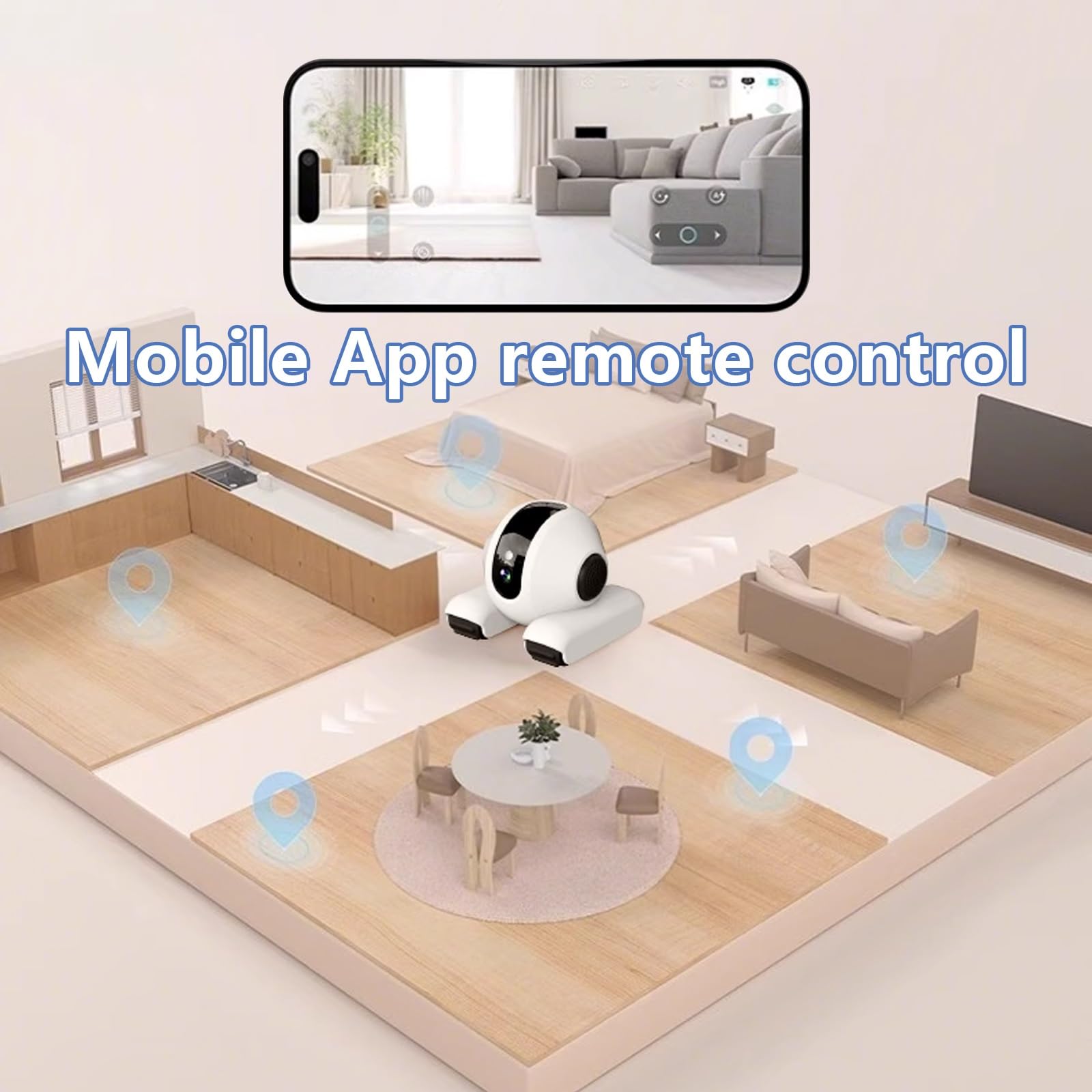 Telecamera Animali Domestici, Telecamera per Cani，Robot Mobile con Comunicazione Bidirezionale，Robot Interattivo per Animali Domestici