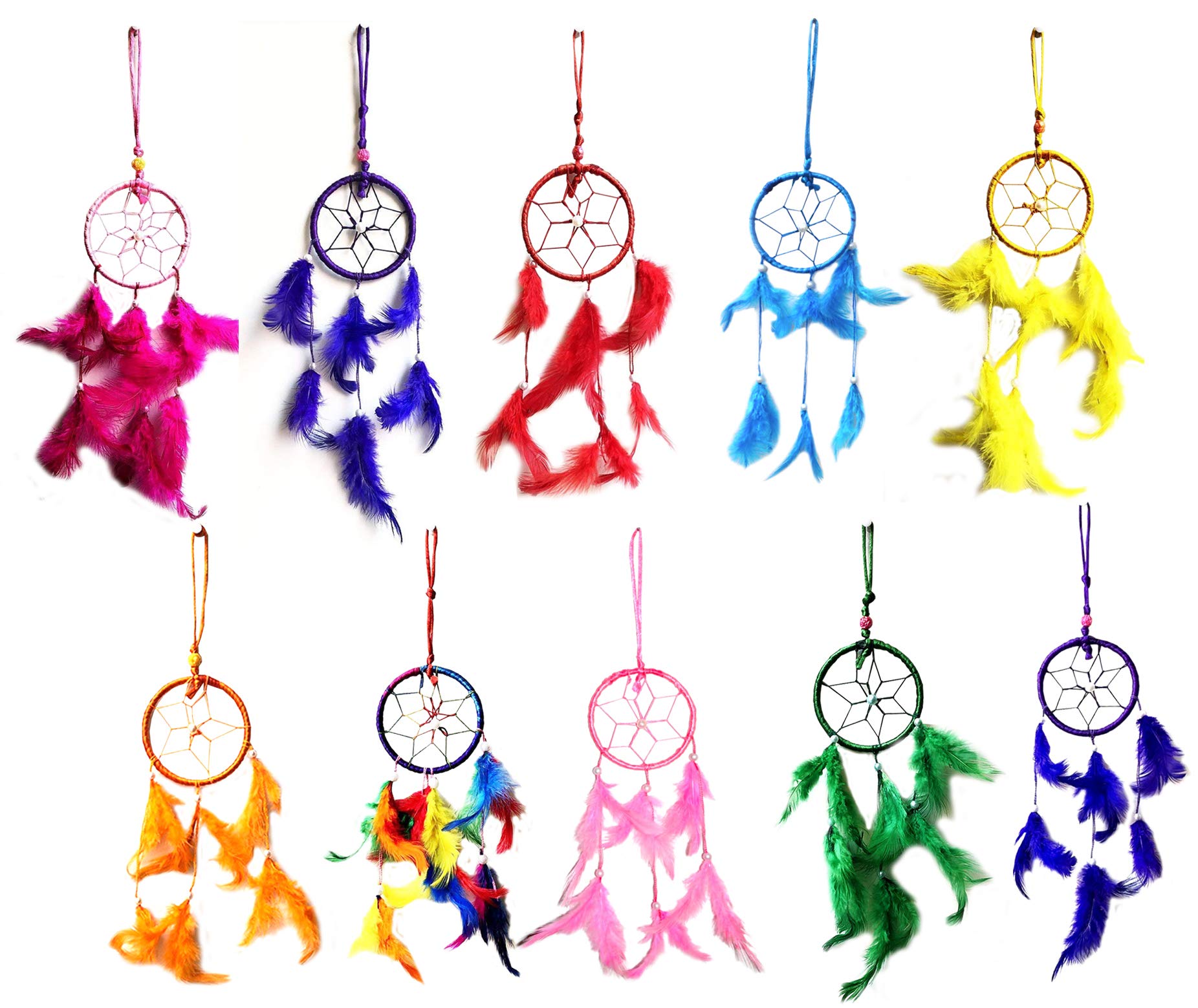 ME & YOU Wall Hanging Round Dream Catcher for Attract Positive Dreams (Pack 10) Multicolor-image-4
