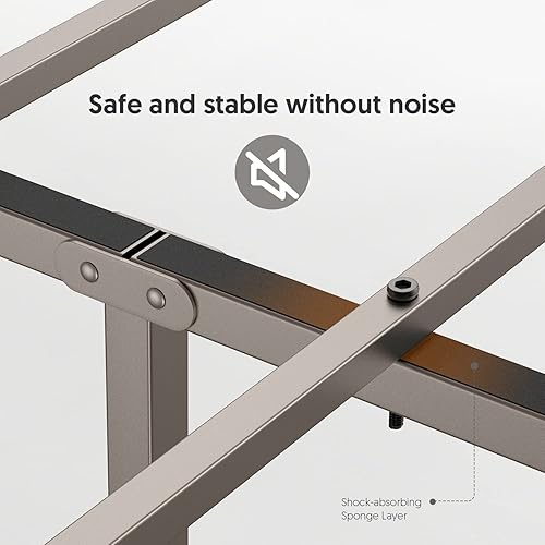 Miniatura 5 de Nazhura Marco de cama de tamaño matrimonial, plataforma de acero estable con cabeceroestribo de tela (marco de color champán)