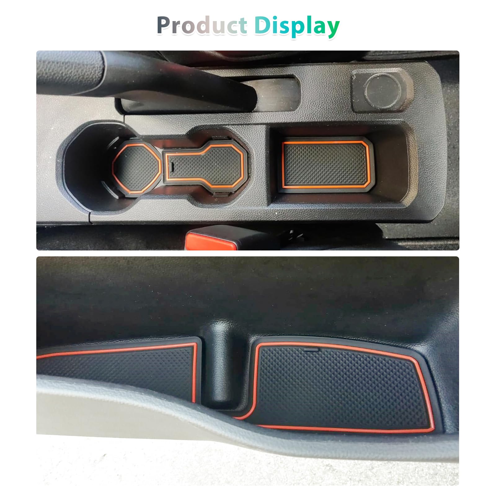GAFAT Dacia Sandero 3 / Sandero Stepway III 2025 2026-2021 Tapis Antidérapant en Caoutchouc, Sandero 2025 Tapis Console Centrale, Tapis de Couture de Porte, Dacia Sandero 3 Accessoires (Orange)