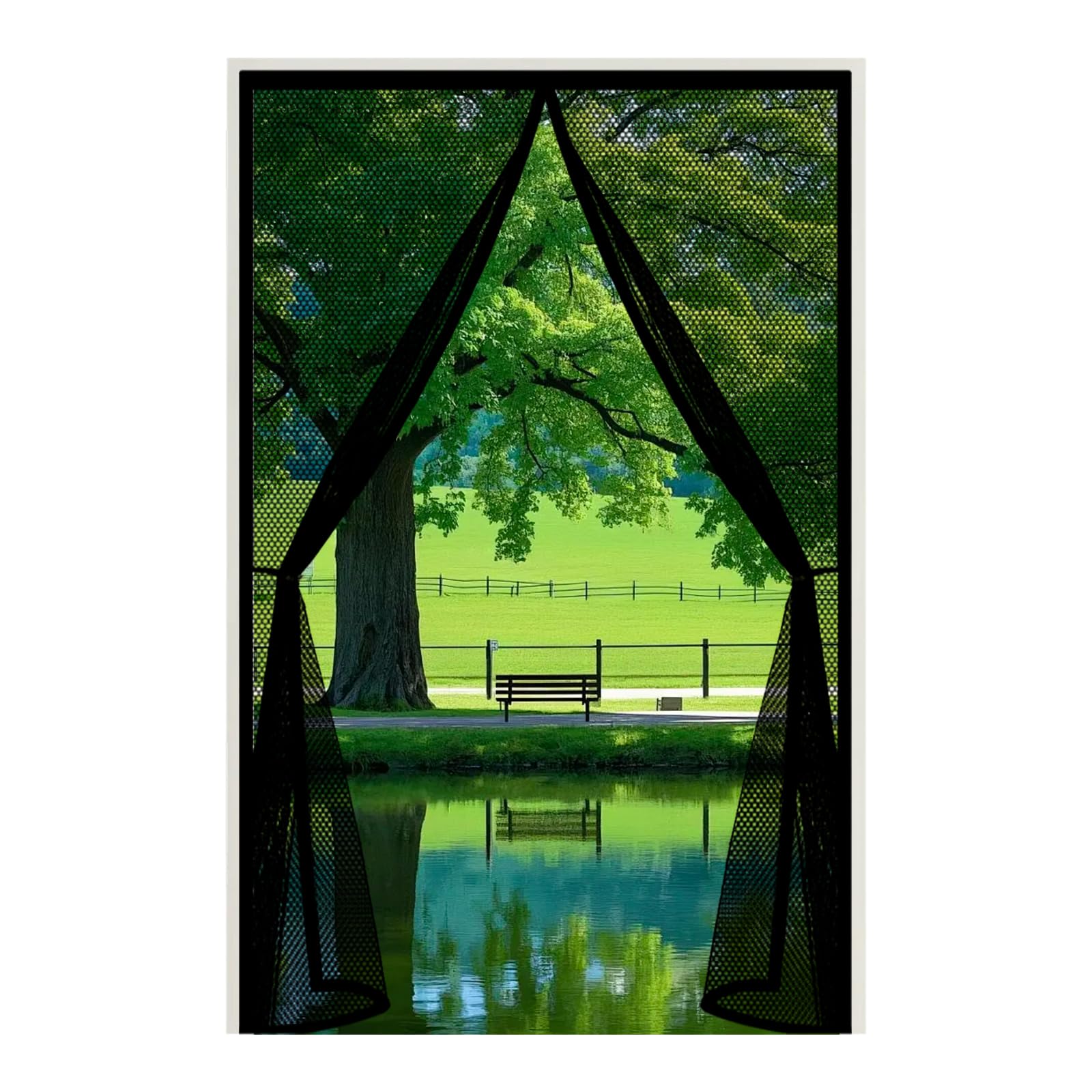 Door Fly Screen 155 x 280 cm Keep Bugs Out, Full Frame Magic Tape, Powerful Magnets, Self Sealing, No Drill Installation, Magnetic Door Screen Fly for Balcony Bedroom Doors, Black