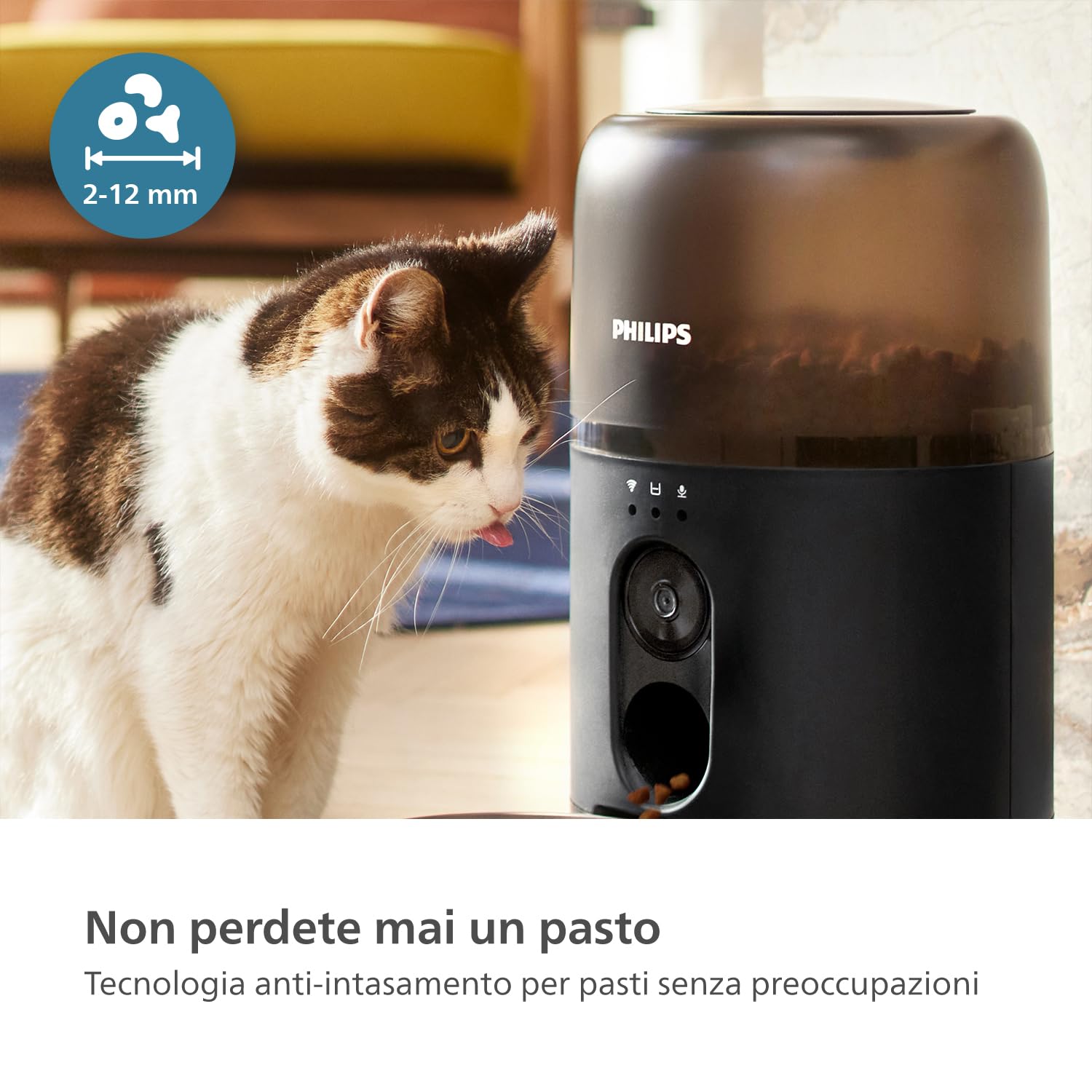 Philips Pet Series Distributore automatico di cibo con videocamera, Rilevazione del movimento, Pianificazione pasti, Avviso di rifornimento, Tecnologia anti-intasamento, Connessione App (PAW5320/02)