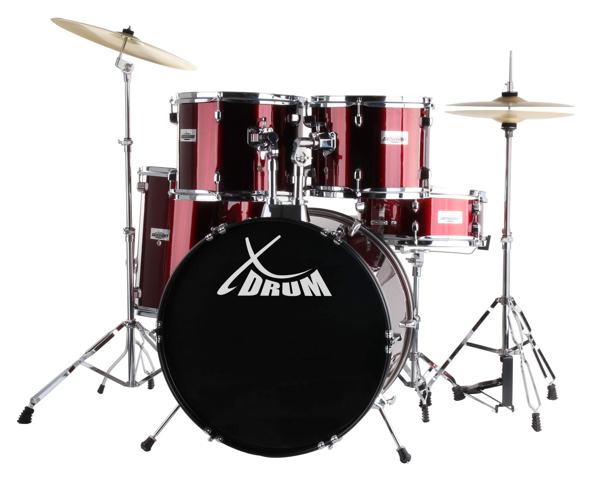 XDrum Semi 22" Standard Batterie Lipstick Red - 22" BD, 12" TT, 13" TT, 16" FT, 14" SD - incl. École - Rouge