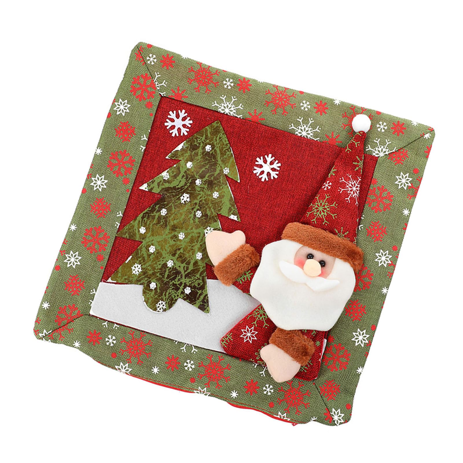 Jazuaiao Christmas Cushions Covers Santa Snowman Linen Throw Pillow Case for Festival Home Decoration 38.5x38.5cm Christmas Pillow Covers