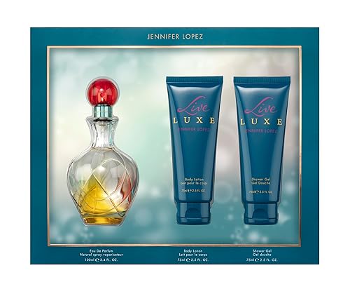 Jennifer Lopez Live Luxe Set de regalo 3.4 fl oz (3.4 fl oz) EDT, 2.5 fl oz (2.5 fl oz) loción corporal y 2.5 fl oz (2.5 fl oz) gel de ducha