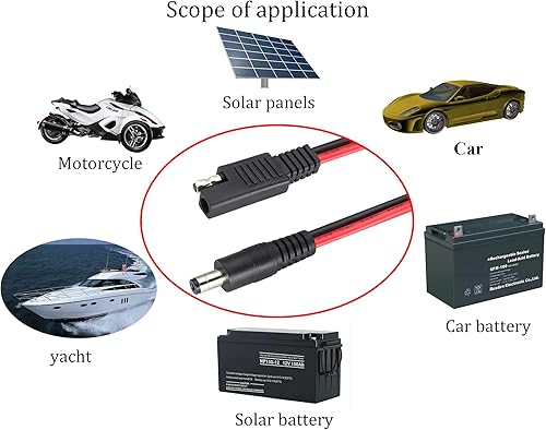 Miniatura 6 de Paquete de 2 cables adaptadores SAE a CC SAE enchufe a CC de 0.217 in x 0.083 in con adaptador inverso de polaridad SAE y adaptadores