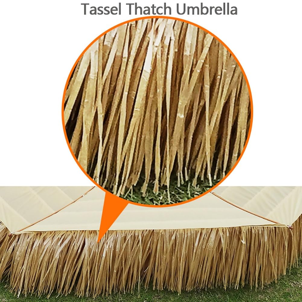Wytrzymały zewnętrzny parasol na patio, 2 m, 8 żeber, słomka, hawajski, tropikalny UV 50+, ochrona przed przewróceniem, przenośny, na plażę, do ogrodu, na balkon