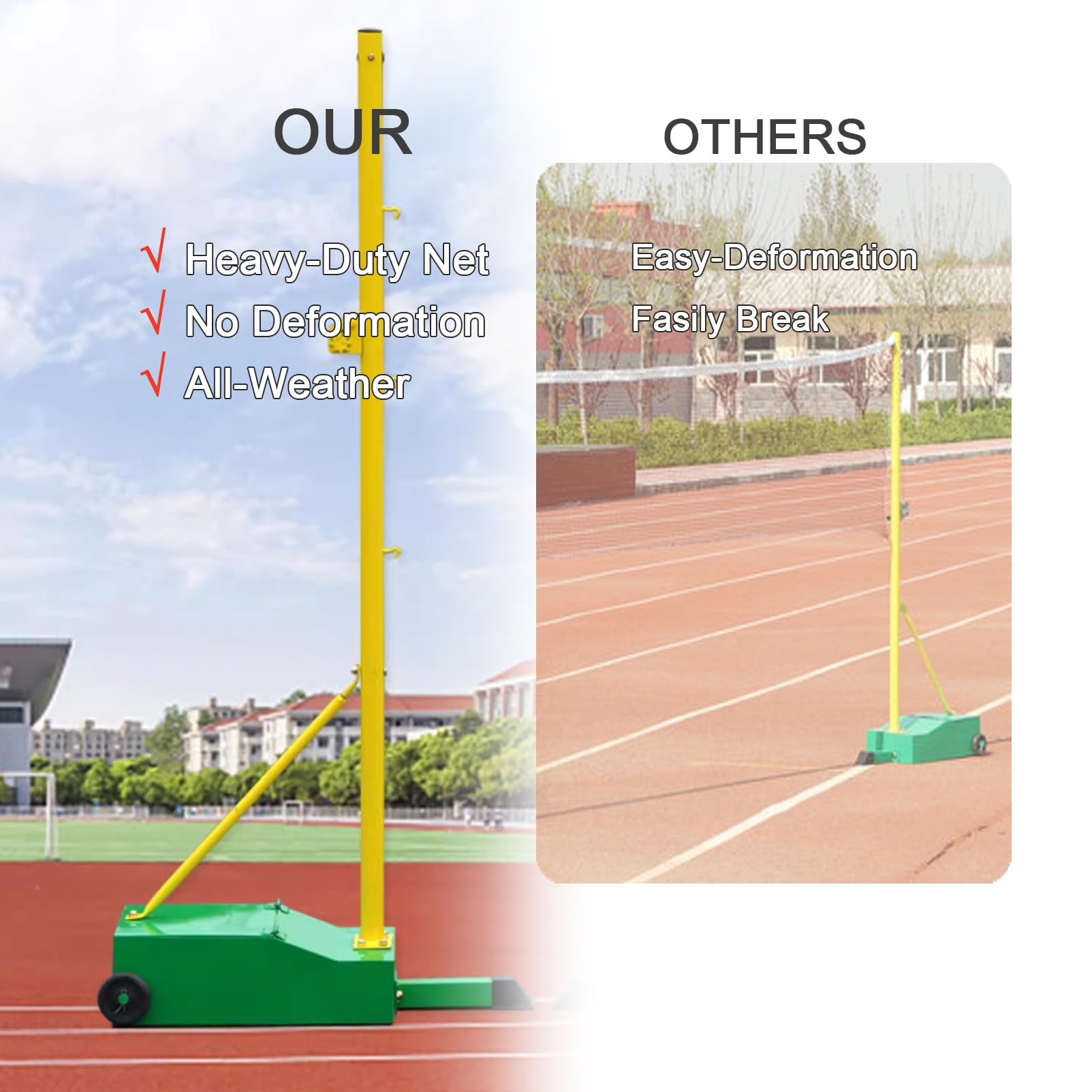 LYDZUSDP Volleyball net Volleyball/Badminton Stand with Increase Stable Base,Portable Wheels Indoor & Outdoor Use(Green withnet)