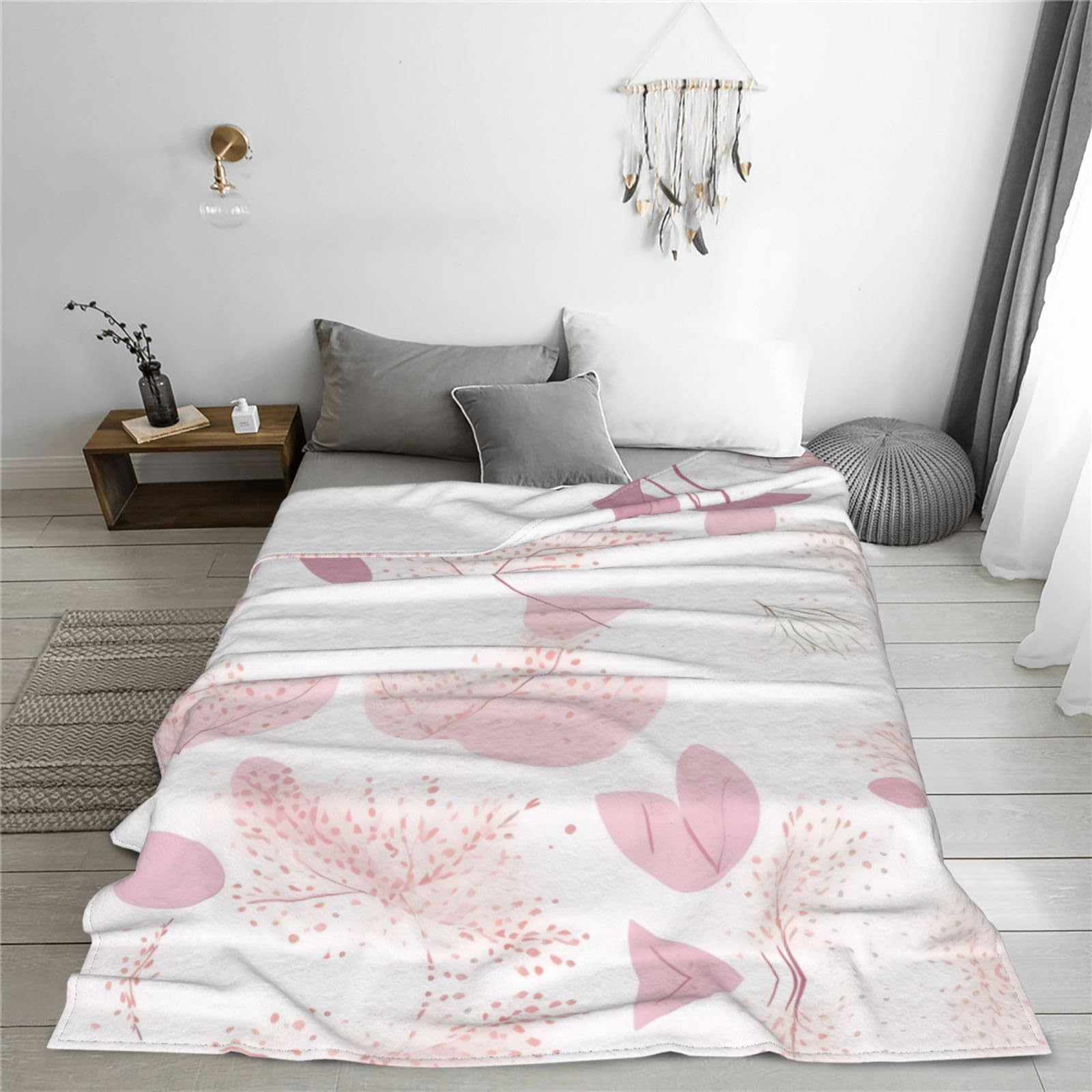 ABAKUHAUS Coperta in morbido pile di flanella con proverbio, testo Hello Beauty con un fiore di