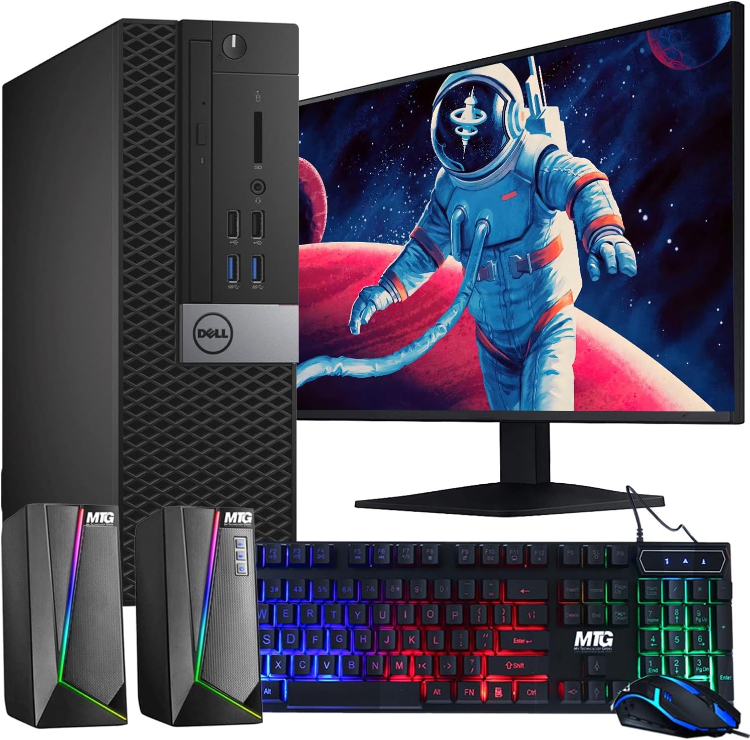 Dell OptiPlex 3040 Computer Desktop PC, Intel Core i5, 8GB RAM, 1TB HDD, MTG New 22 inch LED Monitor, RGB Speaker and Keyboard Mouse, WiFi, Windows 11 (Renewed)