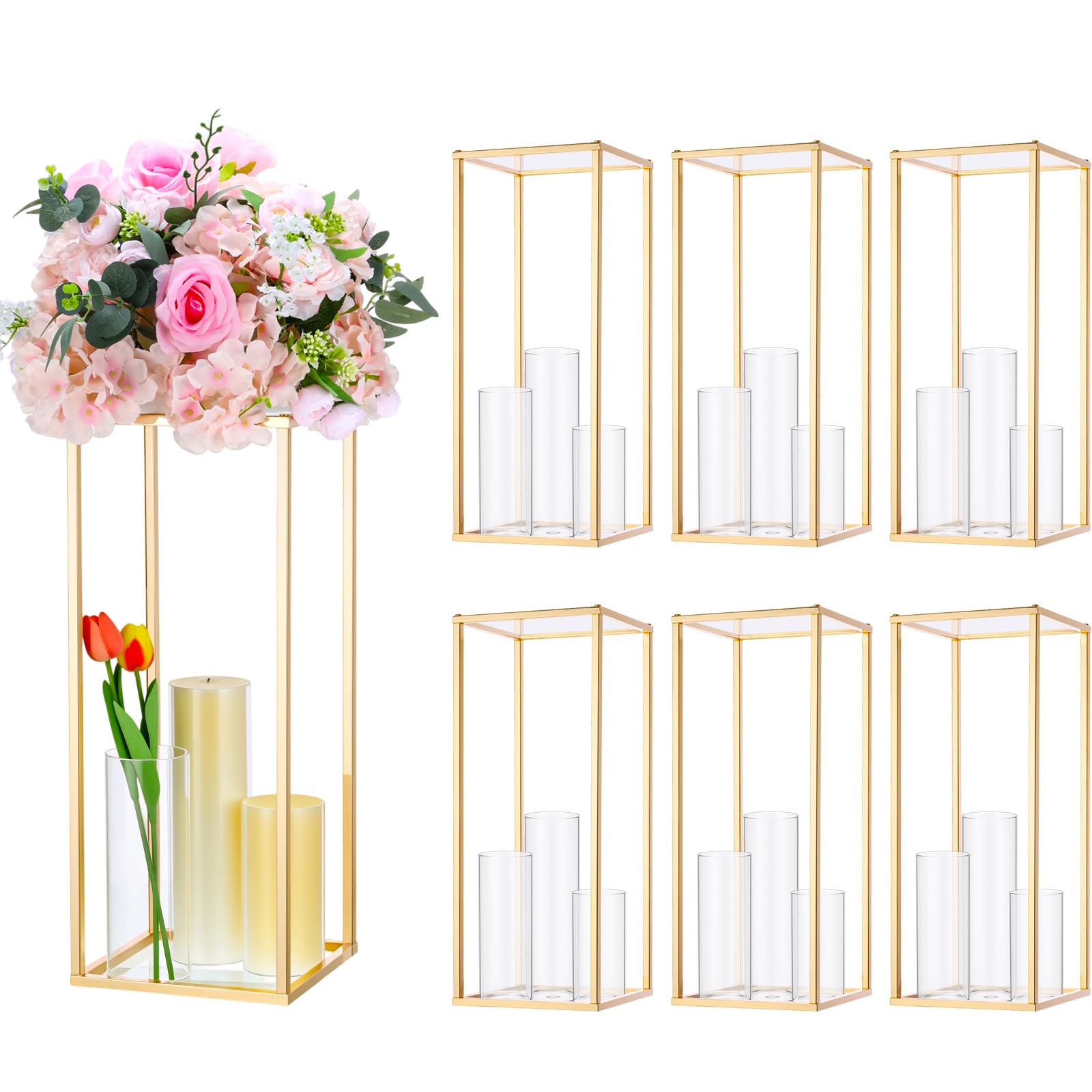 Vase en acrylique incassable et bougeoirs en verre pour eviter la casse sur table de mariage