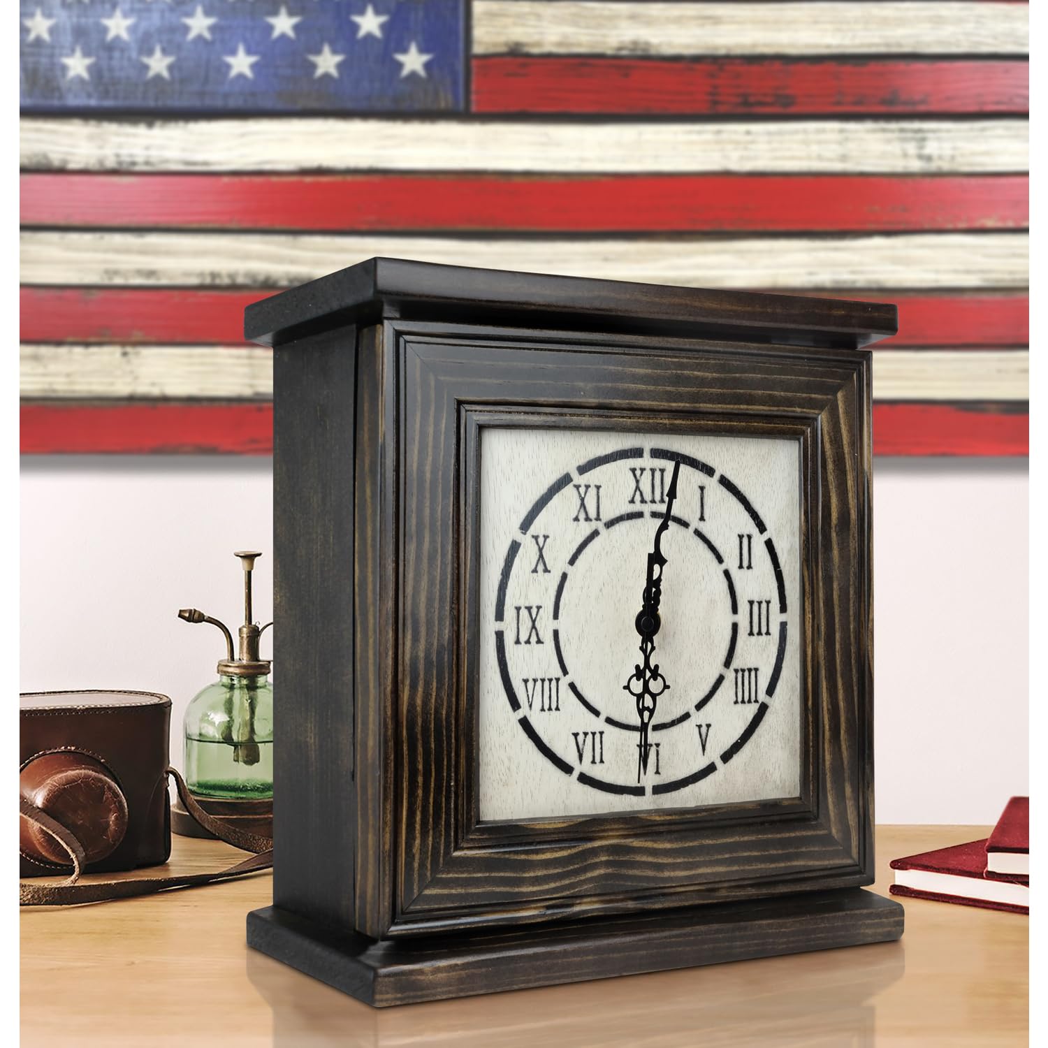 Maykoosh Coastal Cottage Clock in Dark Walnut Veneer with Secret Compartment