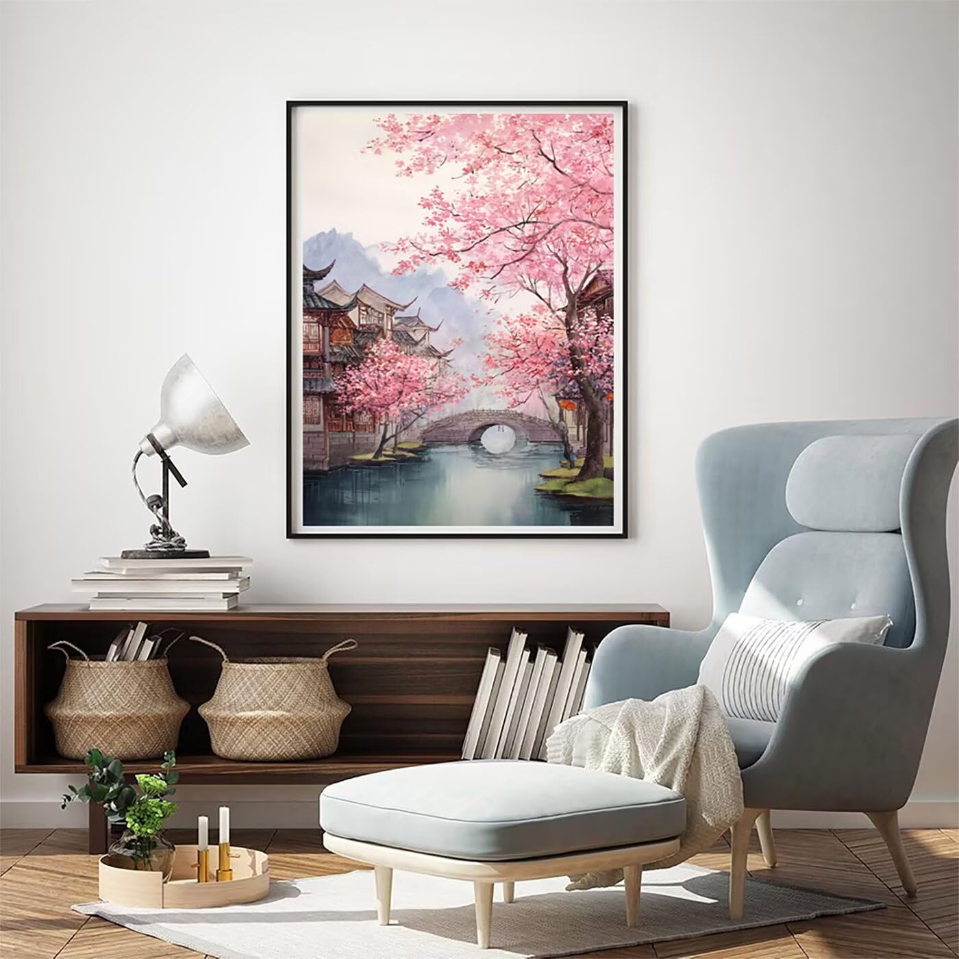 Landschaft Brücke Malen Nach Zahlen Erwachsene, Paint by Numbers Adult Anfänger Kreativ Set für, Heimwerk Malen Nach Zahlen Kinder, Pinsel und 36 Acrylfarbe Als, Deko Wohnzimmer 60 x 80 cm BJHWK680