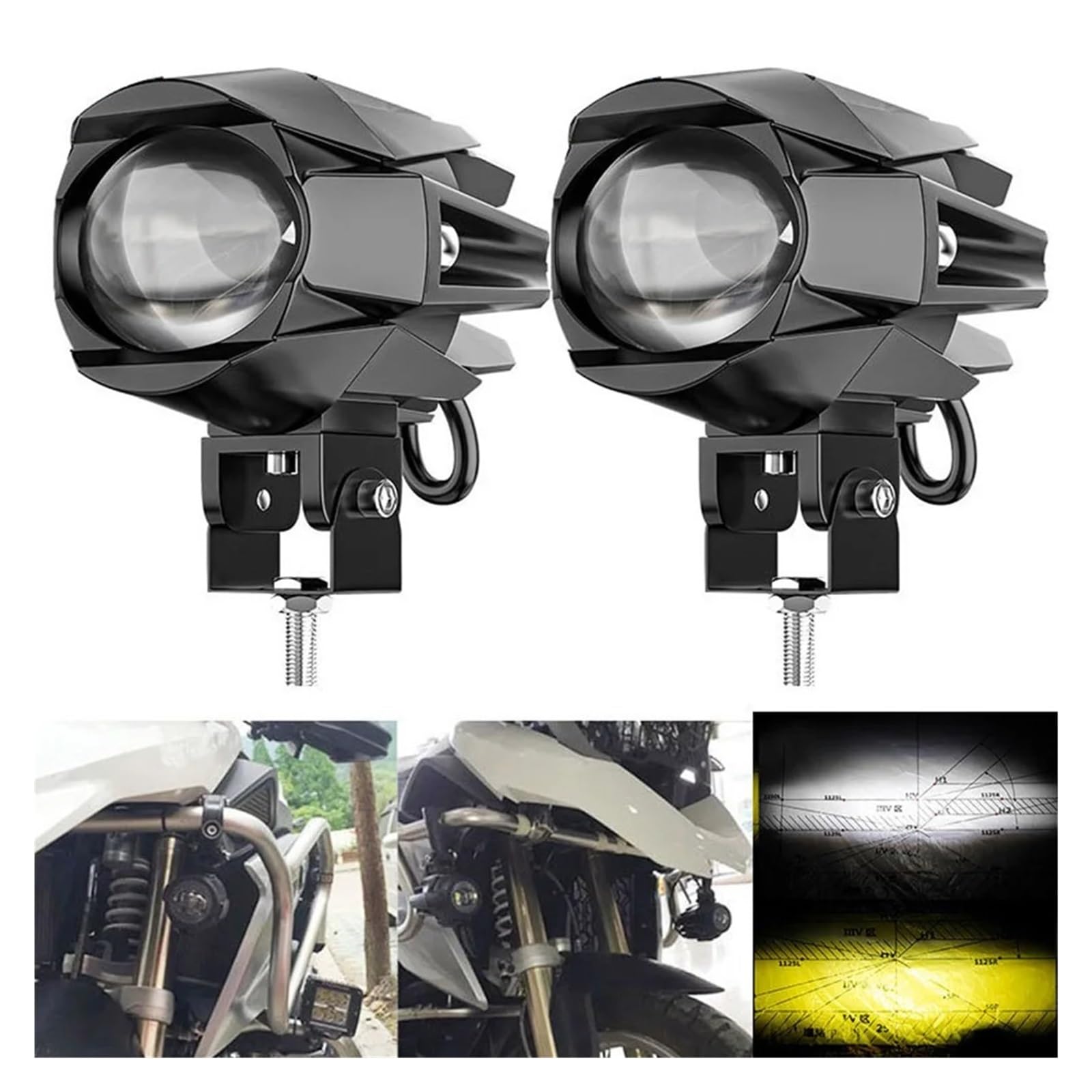 Phare Moto Pour BMW ATV UTV Truck F800GS F700GS Feu Auxiliaire 3 Pouces Moto Feu Antibrouillard Lampe Plus Lumineuse Feu Conduite Tout-terrain Pour Tout-terrain(2pcs A type)