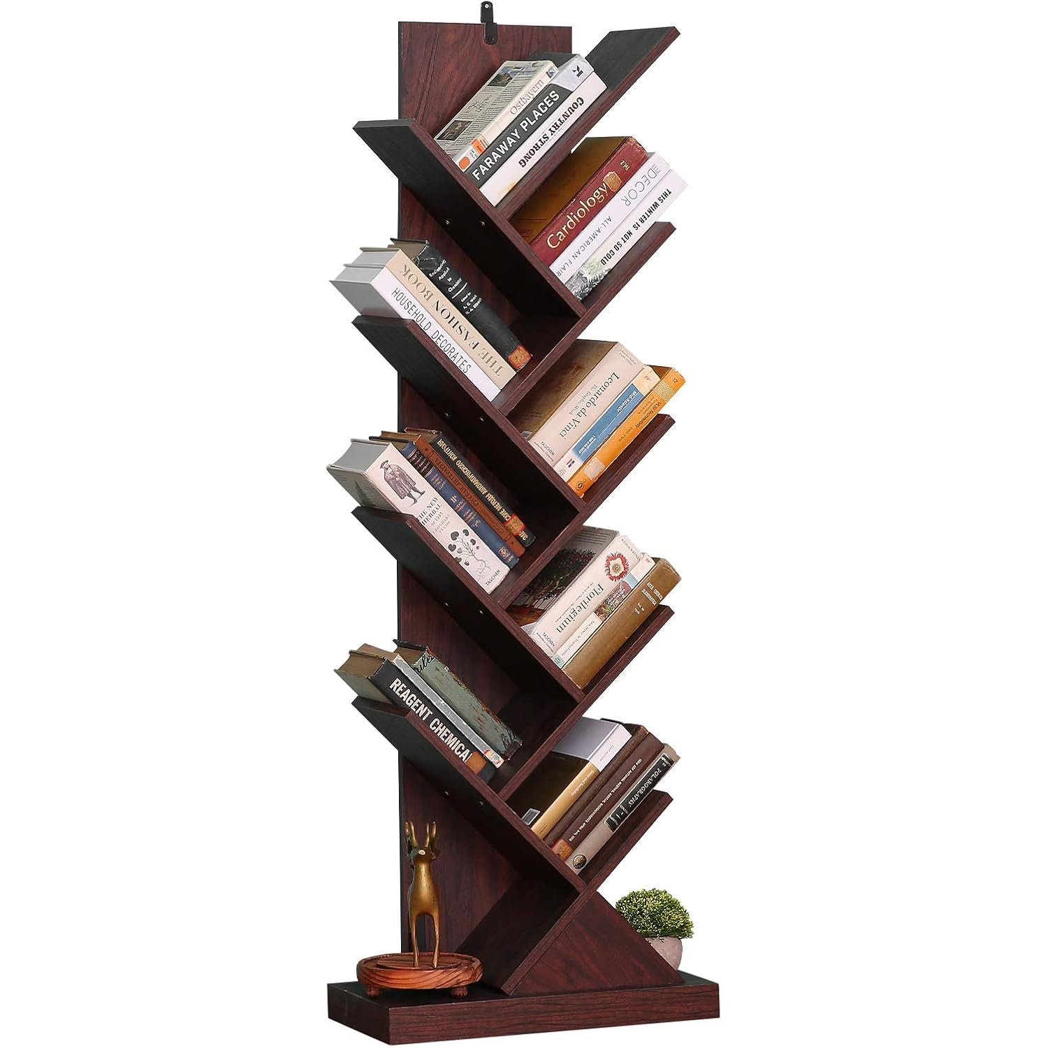 Tree Bookshelf, 9Shelf Tree Bookcase Wood Bookshelves, Floor Standing
