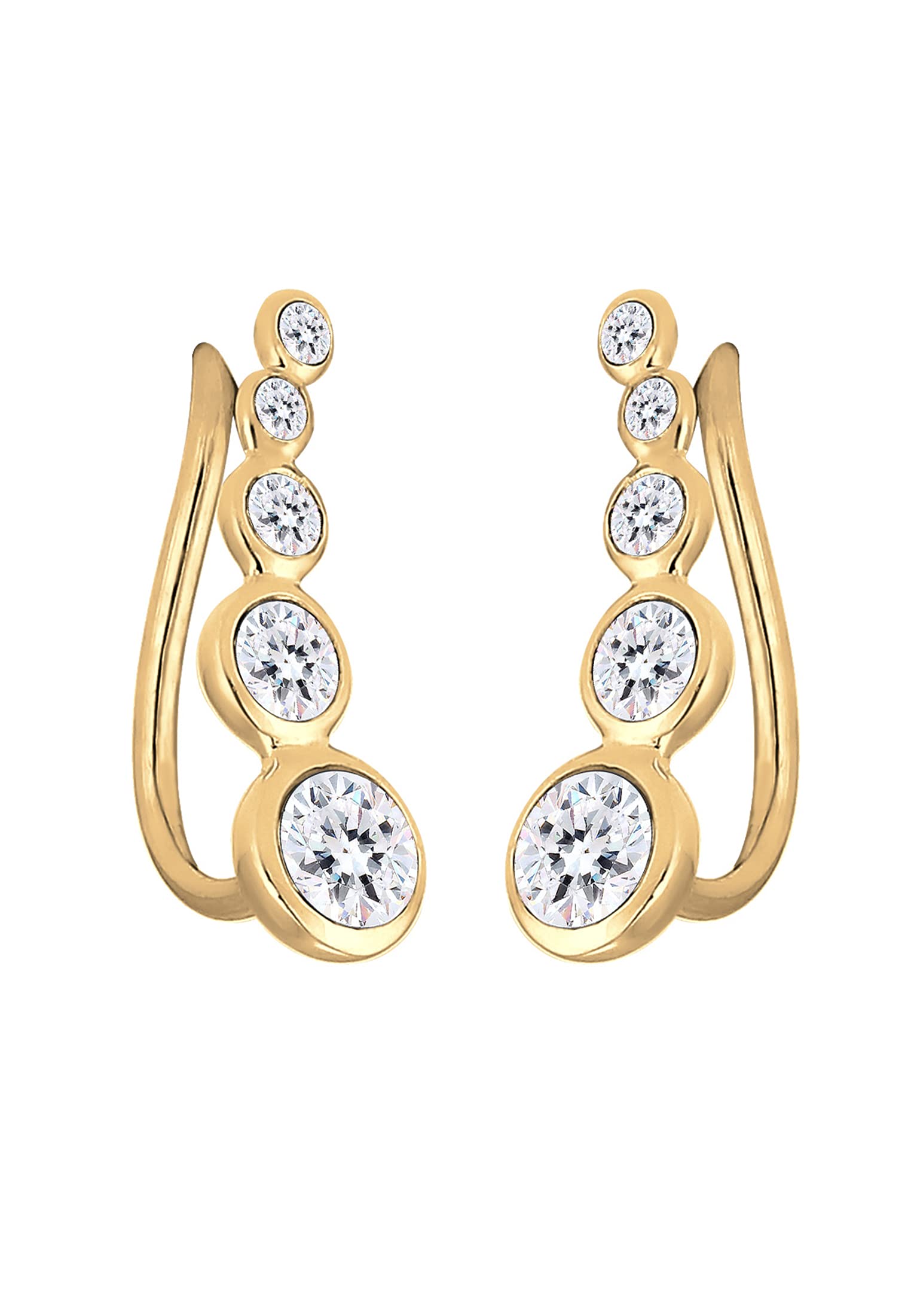 Elli Damen Ohrringe Earcuff Geo Kristalle Rosé vergoldet