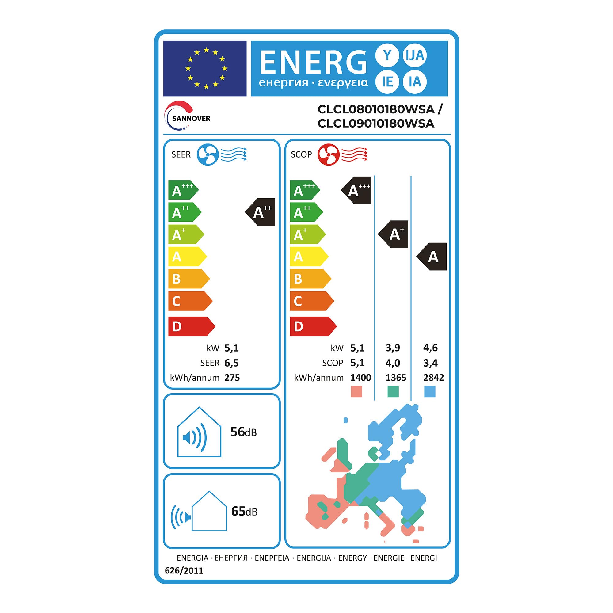Split Wand-Klimaanlage, wendbar (heiß / kalt) 5,1 kW / 18000 BTU Osmozra Sannover