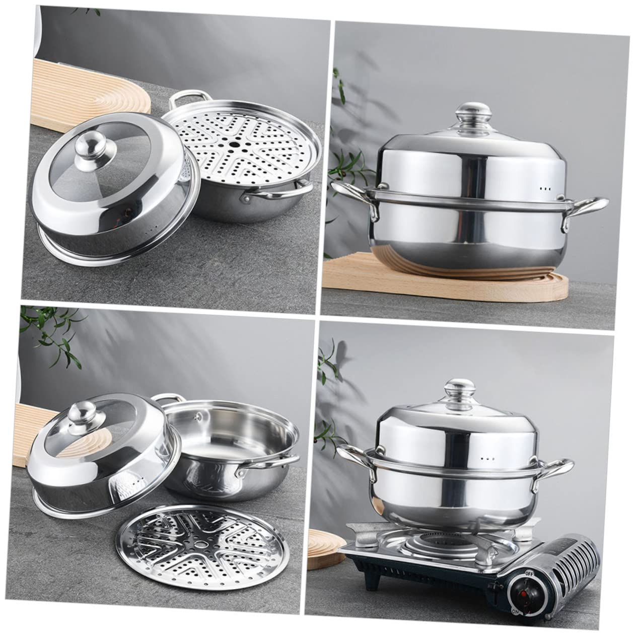 Cabilock Vaporiera in Acciaio Inox per Cottura Vapore Pentola Coperchio per Uso Domestico Compatibile Fornelli Gas e Elettrici Multifunzionale per Cibi Caldi Zuppe e Casseruole