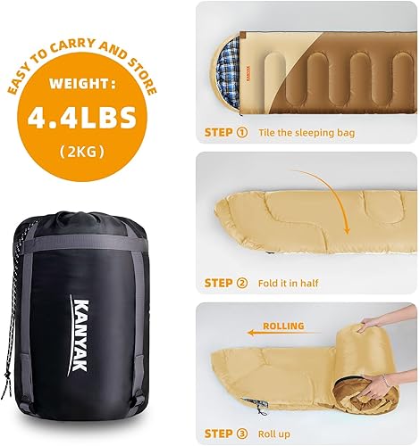 Miniatura 4 de Saco de dormir de campamento, sacos de dormir de 32  para adultos, niños, adolescentes, clima frío, cálido saco de dormir de invierno para 3-4