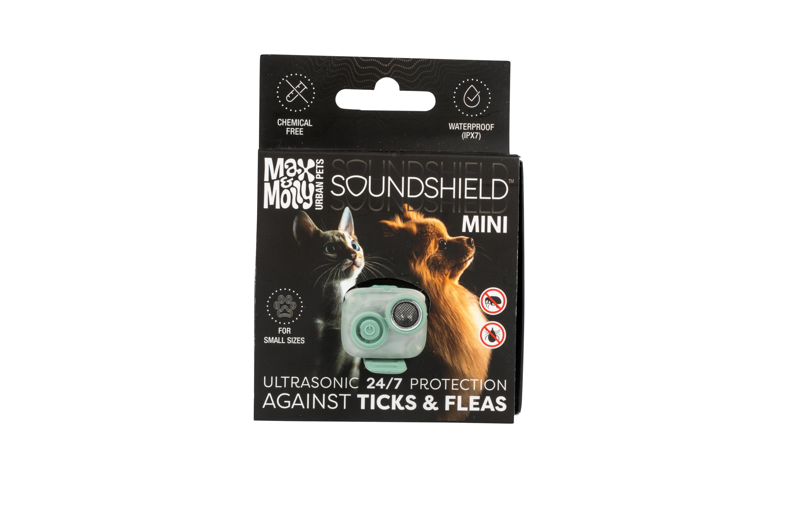 Max & Molly Soundshield MINI - Clip à ultrasons pour chiens de toutes tailles - Jade | Silencieux et sans produits chimiques - Se fixe au collier ou au harnais
