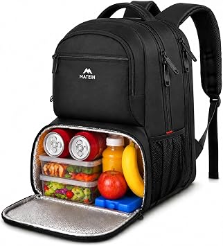 MATEIN Lunch Backpack for Men, 18 Inch Large Insulated Backpack Cooler with Lunch Compartment, Water Resistant Laptop Back pack with Lunch Box Bag for Work Travel Business College Picnic