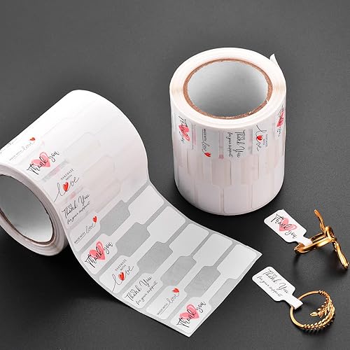 Miniatura 4 de GICOHI 1000 etiquetas de joyería de 4 diseños mixtos, calcomanías autoadhesivas enrolladas rectangulares, etiquetas de precio de joyería para