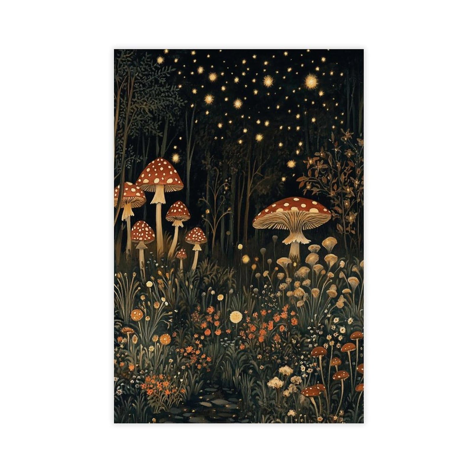 Bareronor Gothic Aesthetic Moody Floral Canvas Poster Bedroom Decor Landscape Office Room Decor Gift 12" L X 18" W