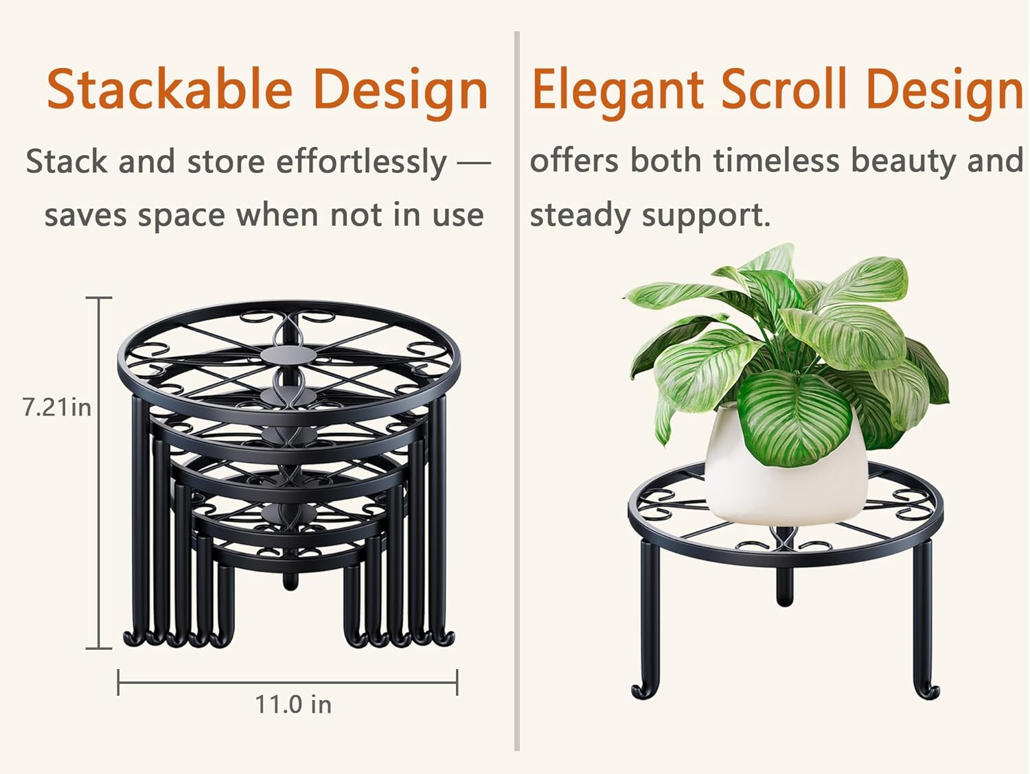 5 Pack Heavy Duty Metal Stand Decorates Multiple Plants for Indoor and Outdoor, Anti-Rust Iron Flower Pot Holder Stand, Potted Plant Shelf for Garden,Patio
