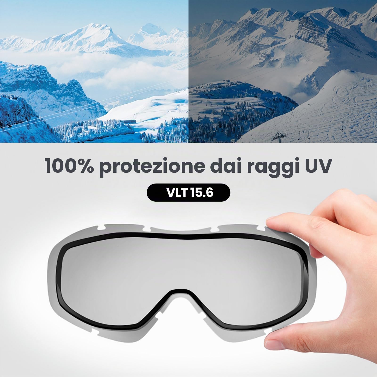 OutdoorMaster Occhiali da sci OTG e da snowboard per uomini, donne e giovani – protezione al 100% dai raggi UV