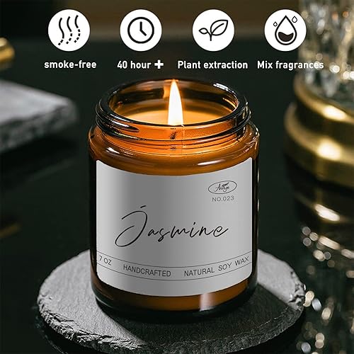 Miniatura 3 de Velas perfumadas de jazmín, vela de soja orgánica para el hogar, velas de aromaterapia vertidas a mano, regalos para mujeres, hombres, familias,