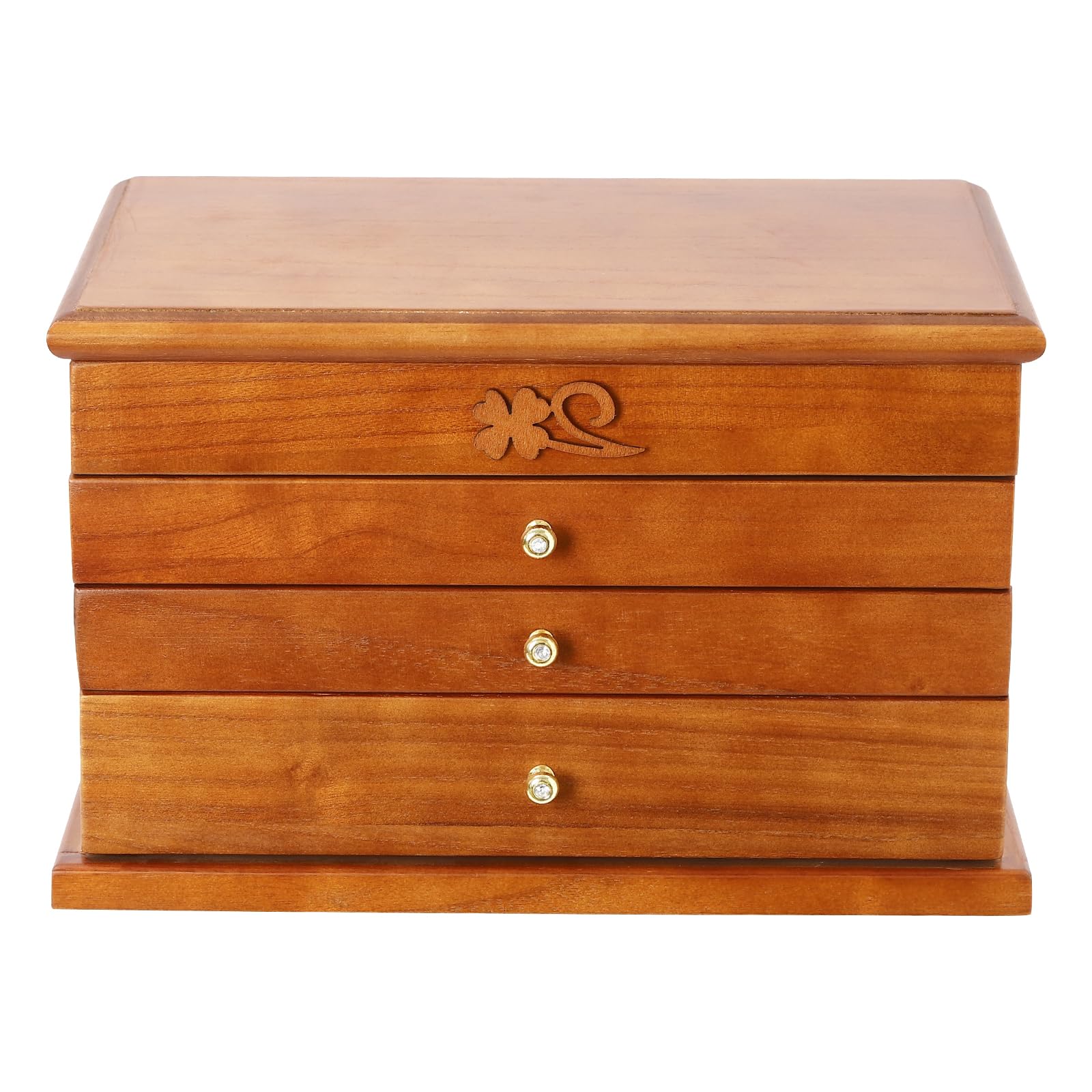 Joyero de 4 Niveles, Organizador de Madera para Joyas para Mujeres, joyero de Madera con Cerradura y Espejo, cajones extraíbles para Joyas, Relojes, Collares, Anillos, Caja de Almacenamiento