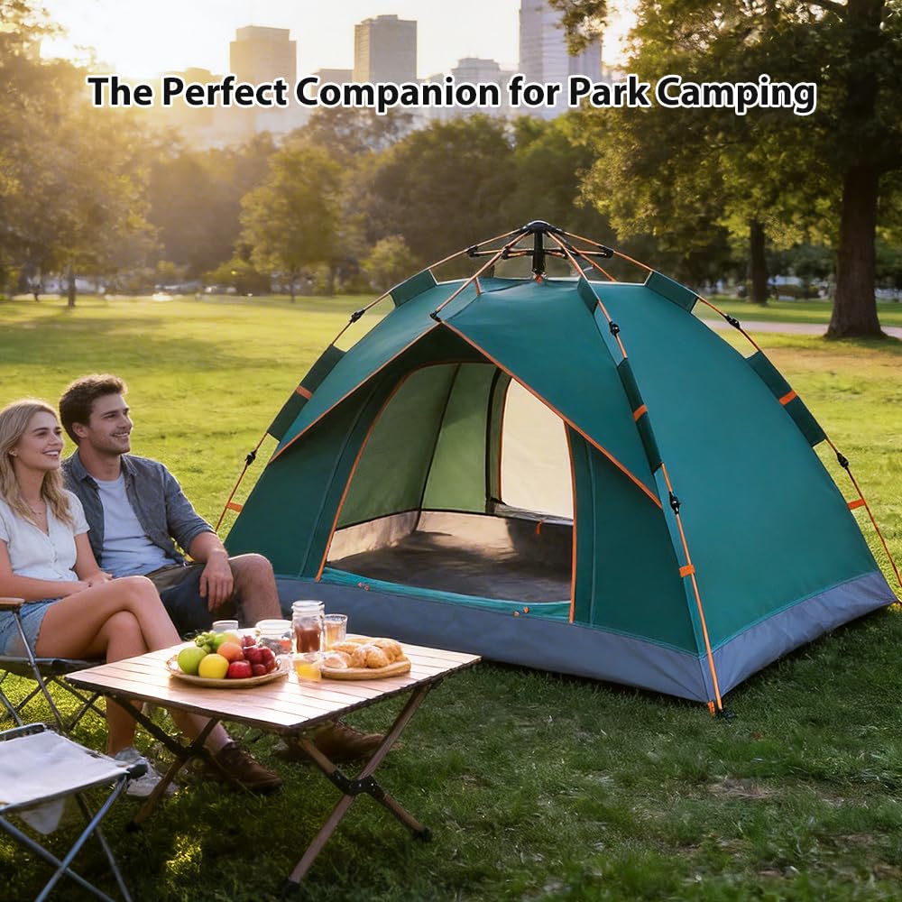 Tente Pop Up 2 Personnes, Tente Camping Imperméable 210D Oxford, Montage Rapide en 1 Min, Tente Légère avec Sac de Transport, Respirante et Coupe-Vent pour Camping, Festival et Plage