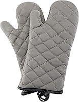 ARCLIBER Heat Resistant Oven Mitts up to 450°F - Quilted Lining Grey Kitchen Gloves, 13 Inch Set of 2