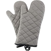 ARCLIBER Oven Mitts 1 Pair of Quilted Lining,Heat Resistant Kitchen Gloves,Classic Flame Oven Mitt Set,Grey 13 Inches
