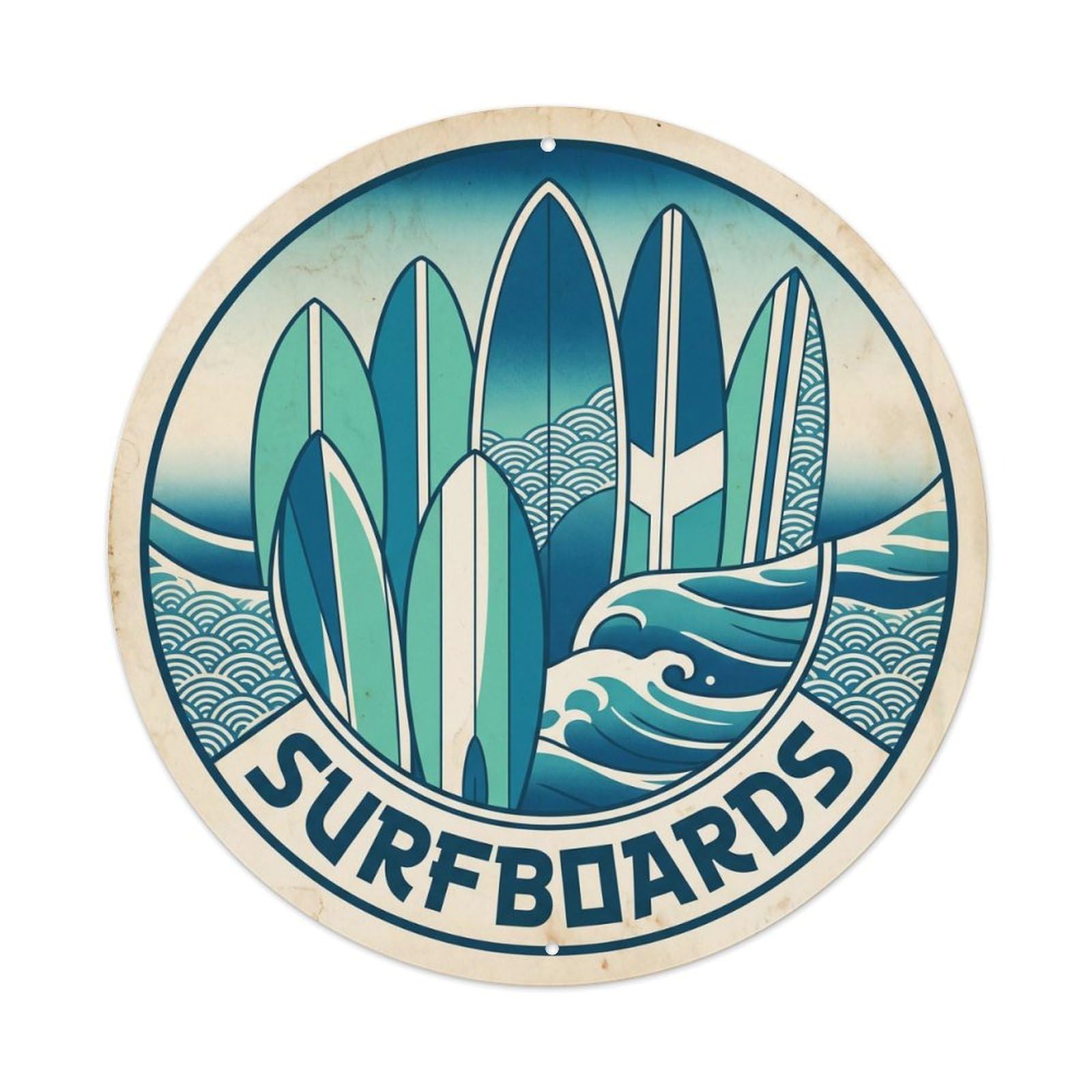 Surf Board Collection Hawaii Island Getaway Ocean Coast Metal Tin Sign