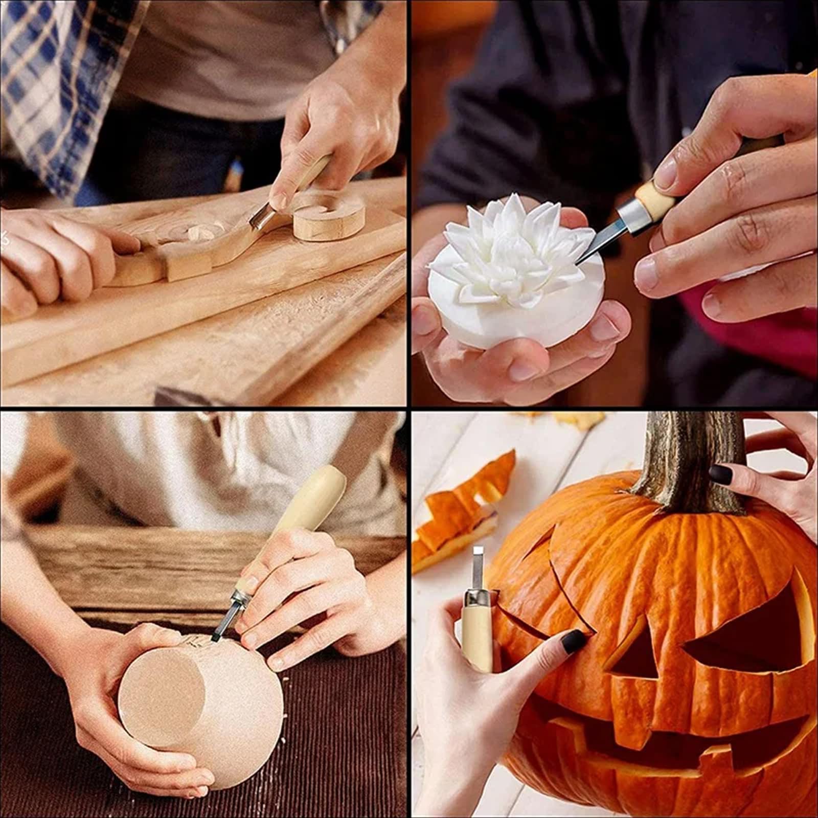 2 Juego de Herramientas para Tallar Madera, Gubias y Cortador de Linóleo, Bloques de Talla para Bricolaje, Escultura y Pintura Artística, para Adultos y Principiantes