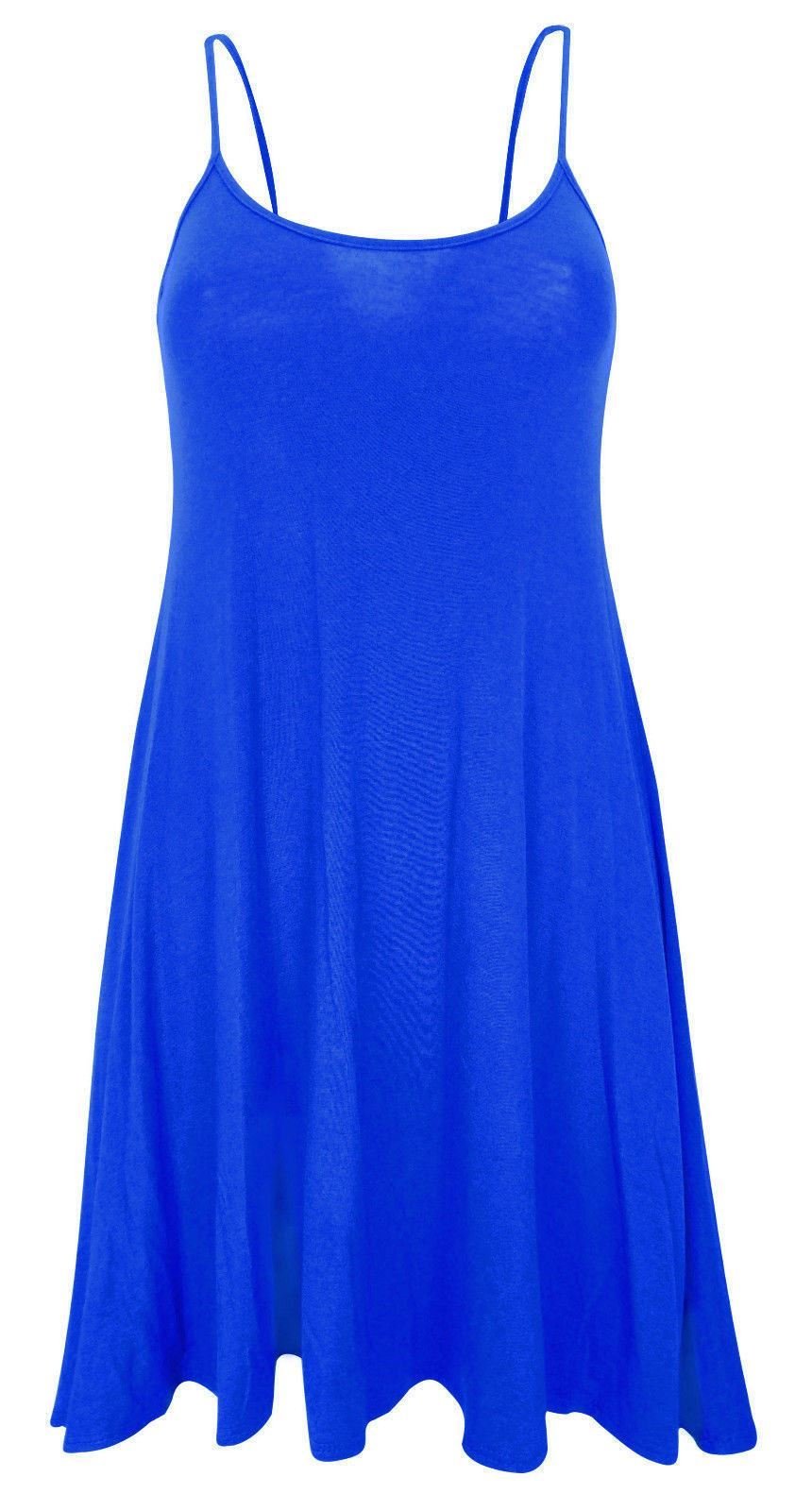 Baliza Women's Blue Celebrity Camisole Cami Sleeveless Flared Swing Strappy Vest Dress Top Size 8-22 (Xxxl 24-26, Royal )