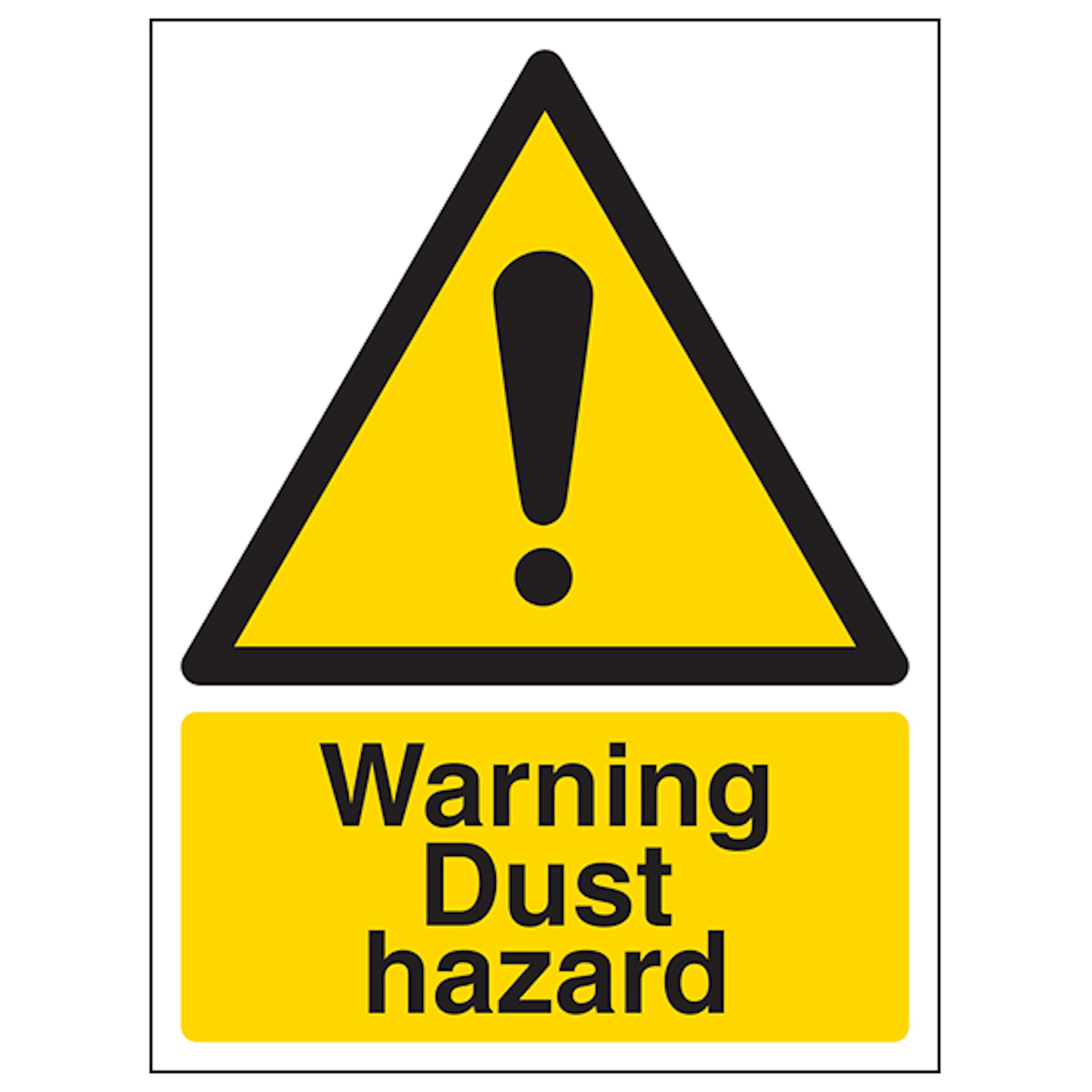 V Safety Warning Dust Hazard - Portrait 150 x 200 mm - Glow In The Dark 1mm Rigid Plastic Safety Sign