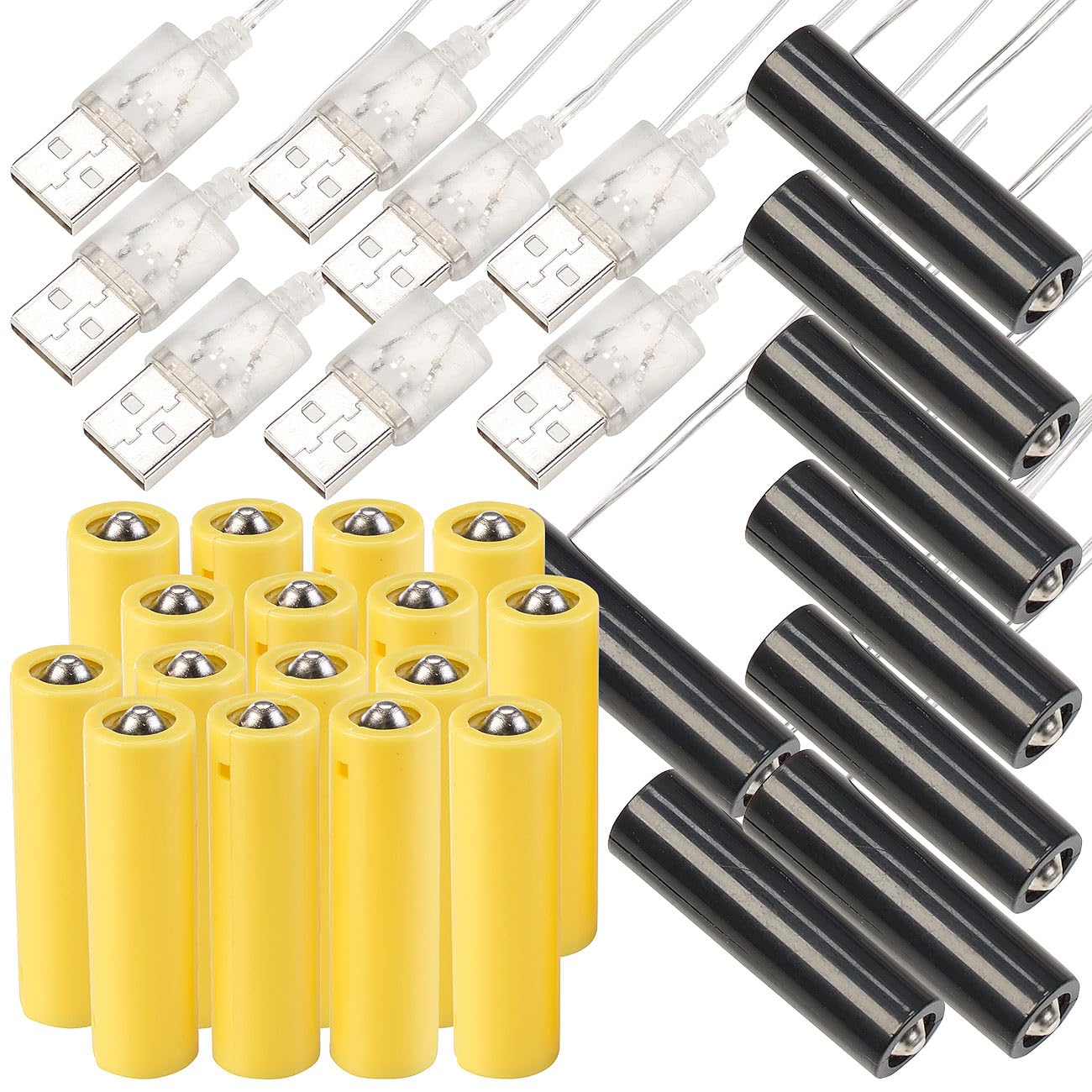 revolt AA-Stromadapter: 8er-Set Universal-USB-Batterie-Adapter, ersetzt 24 AA-Batterien (Batterie-Fach-Netzteil, Batteriegerät-Netzteil, Akku Ladegerät)