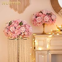 Vista 2 de NUPTIO Esferas de Flores para Centros de Mesa de Boda - 10 Piezas de 15.7 Pulgadas de Diámetro, Arreglo de Bolas de Flores Artificiales, Centros