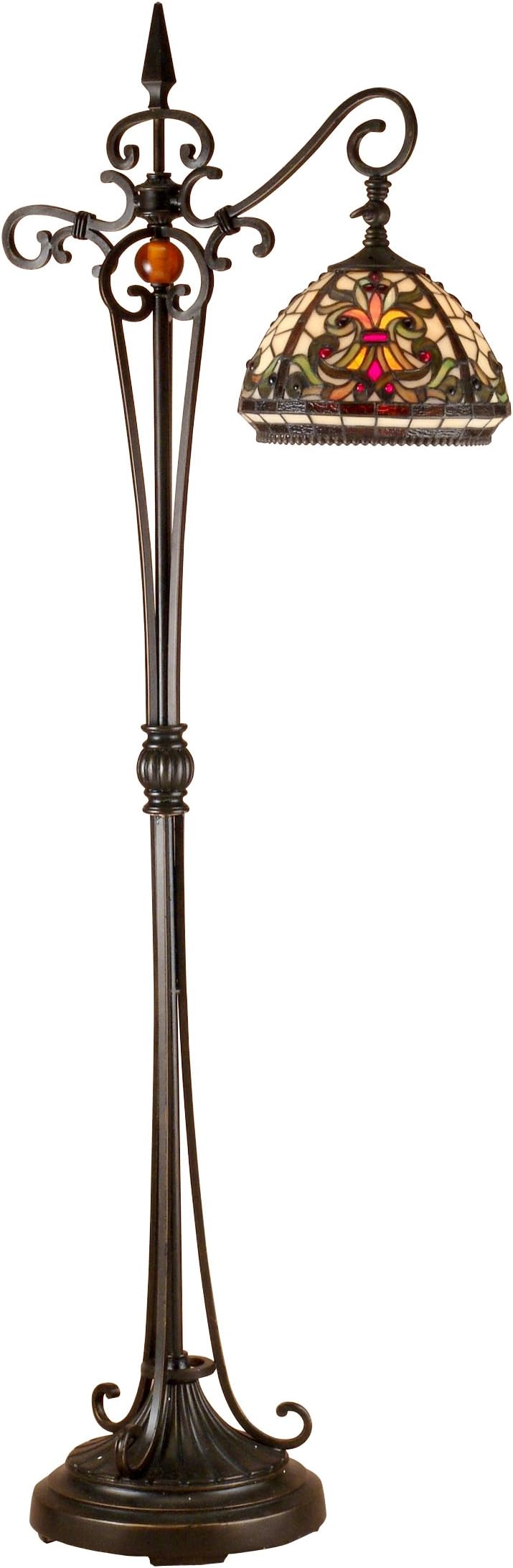 Dale Tiffany TF101115 Boehme Downbridge Floor Lamp, Antique Bronze/Sand and Art Glass Shade