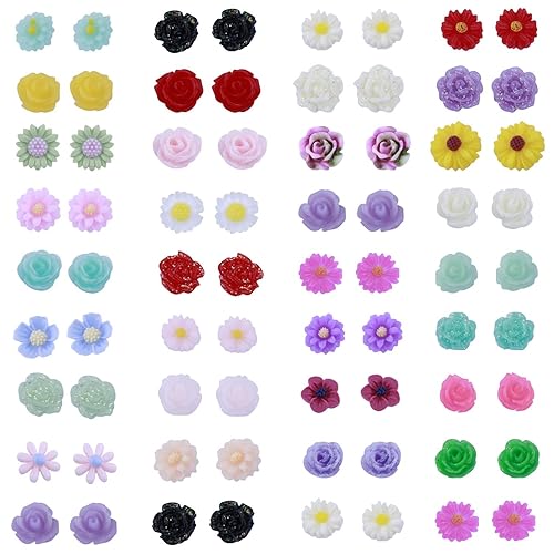 SILVER SHINE Stud Earring Lovely Multicolor Multi Flower Designes Set Of 36 Earrings for girls